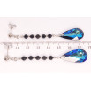 Серьги Xuping цвет Родий с кристаллами Swarovski пусеты Черные бусины с  кристаллами Bermuda Blue фото №2