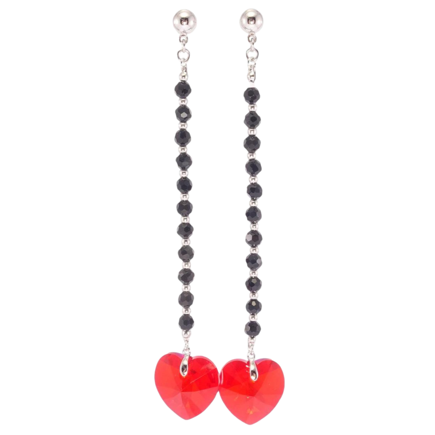 Серьги Xuping цвет Родий с кристаллами Swarovski пусеты Подвески из черных бусин с кристаллами Light Siam фото №1