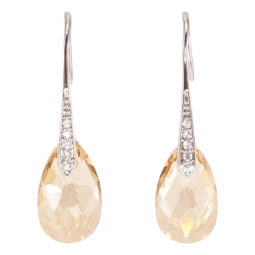 Сережки Xuping колір Родій з кристалами Swarovski французький замок «Кристали Golden Shadow» фото №1 Сережки Xuping колір Родій з кристалами Swarovski французький замок «Кристали Golden Shadow» фото №1