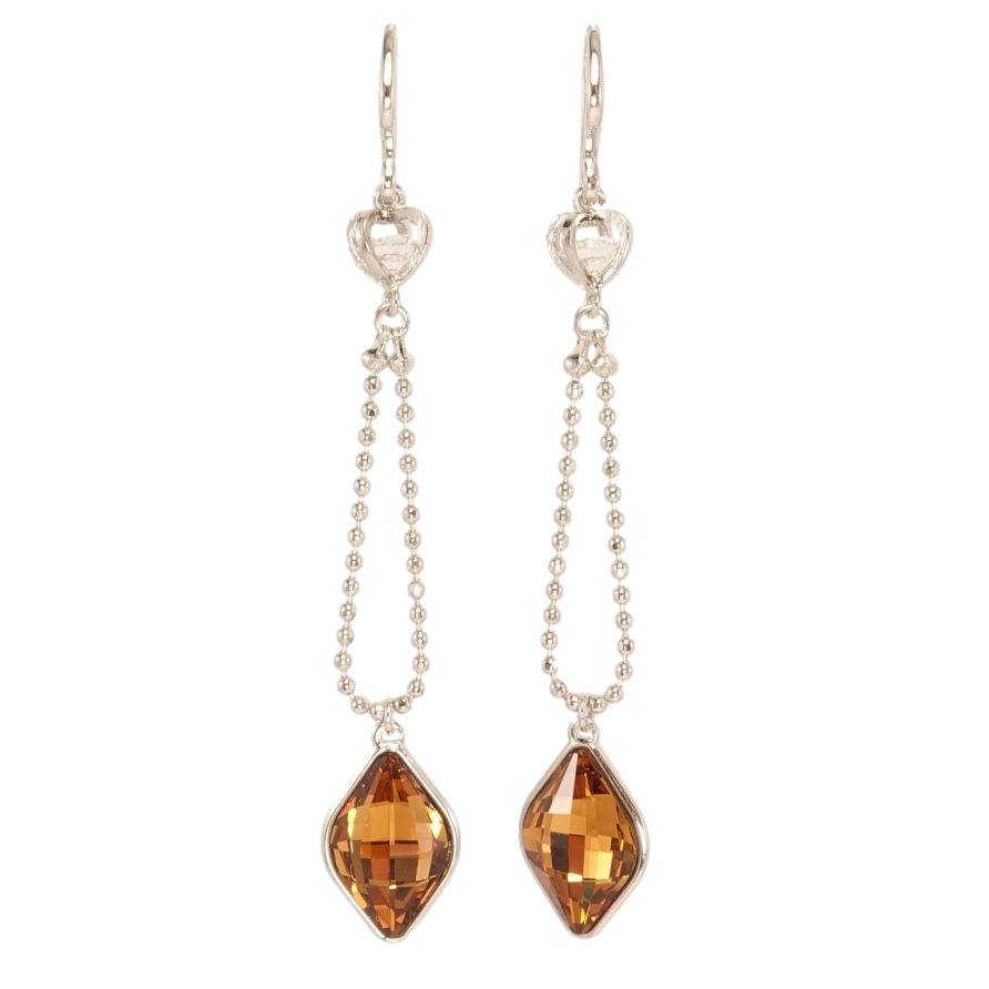 Серьги Xuping цвет Родий с кристаллами Swarovski французский замок Цепочка Петлёй с кристаллом Topaz фото №1