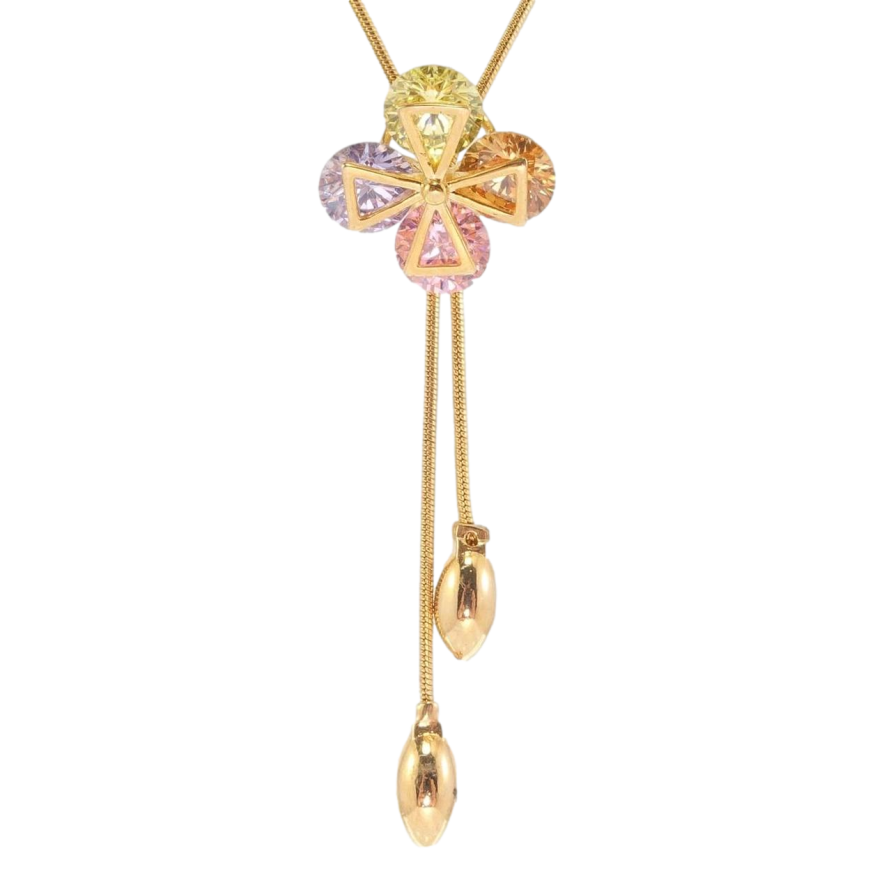 Бегунок на цепочке Xuping Позолота 18K Четырехлистник из цветных кристаллов длина 52-55см х 1мм фото №1