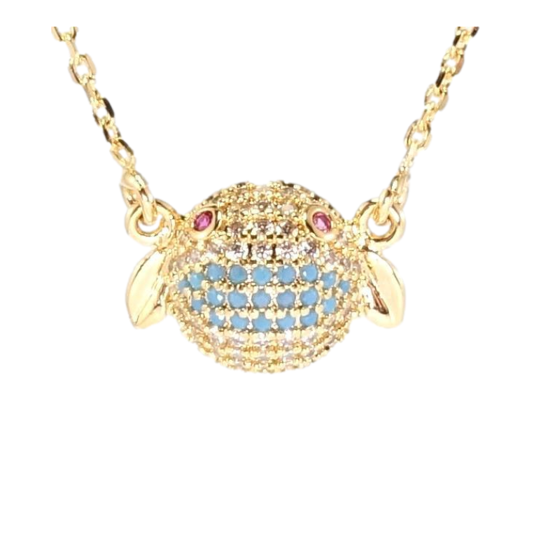 Подвеска на цепочке Xuping Позолота 18K Стич с цветным цирконием длина 42-47см х 1мм фото №1