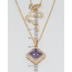 Кулон на цепочке Xuping Позолота 18K Сиреневый фианит в обрамлении циркония длина 41-46см х 1.5мм фото №3 Кулон на цепочке Xuping Позолота 18K Сиреневый фианит в обрамлении циркония длина 41-46см х 1.5мм фото №3