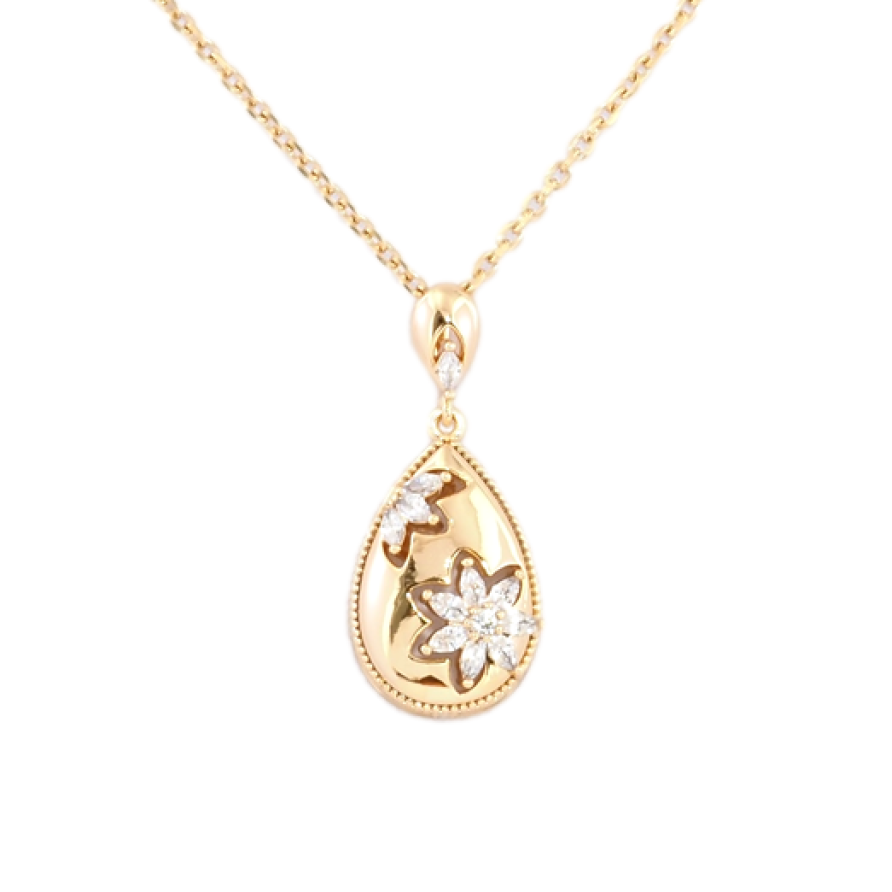 Кулон на ланцюжку Xuping Позолота 18K Крапелька з кришталевими квіточками довжина 41-47см х 1.5мм фото №1