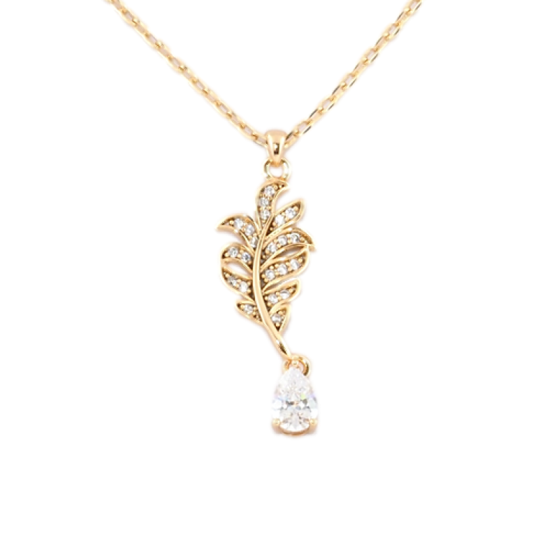 Кулон на цепочке Xuping Позолота 18K Перо с кристаллом длина 46-49см х 1мм фото №1