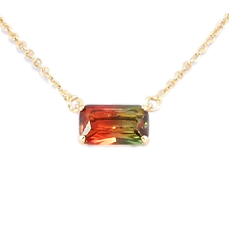 Підвіска на ланцюжку Xuping Позолота 18K Червоно-зелений кристал довжина 45-48см х 1мм фото №1