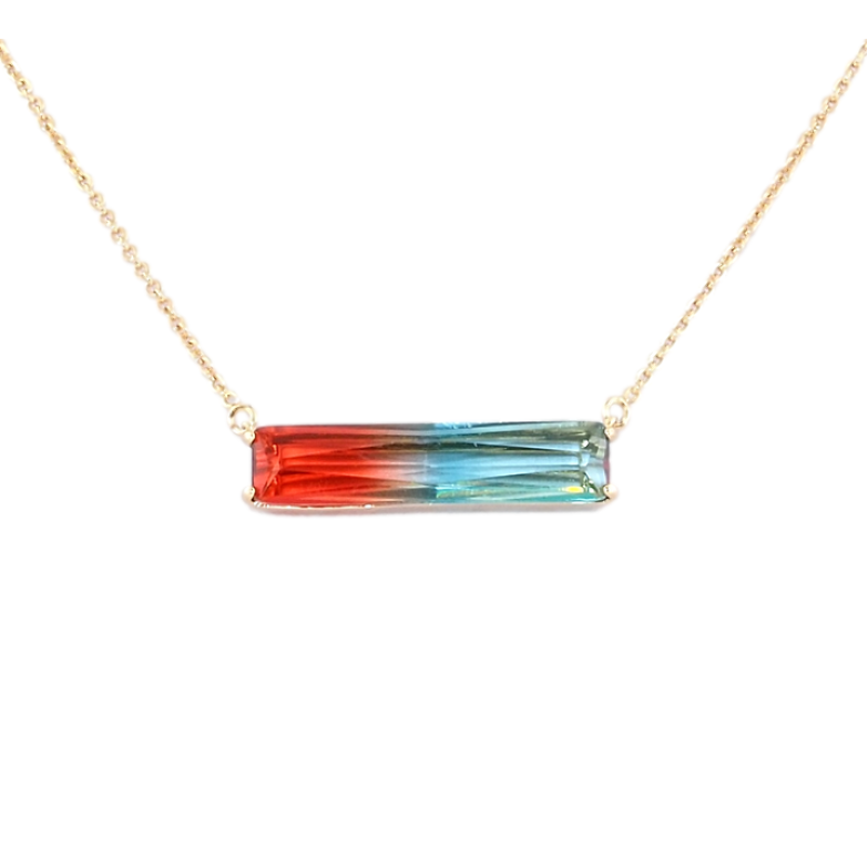 Подвеска на цепочке Xuping Позолота 18K Красно-голубой кристалл длина 47-50см х 1мм фото №1 Подвеска на цепочке Xuping Позолота 18K Красно-голубой кристалл длина 47-50см х 1мм фото №1