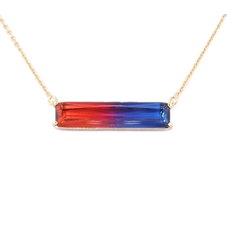 Подвеска на цепочке Xuping Позолота 18K Красно-синий кристалл длина 47-50см х 1мм фото №10