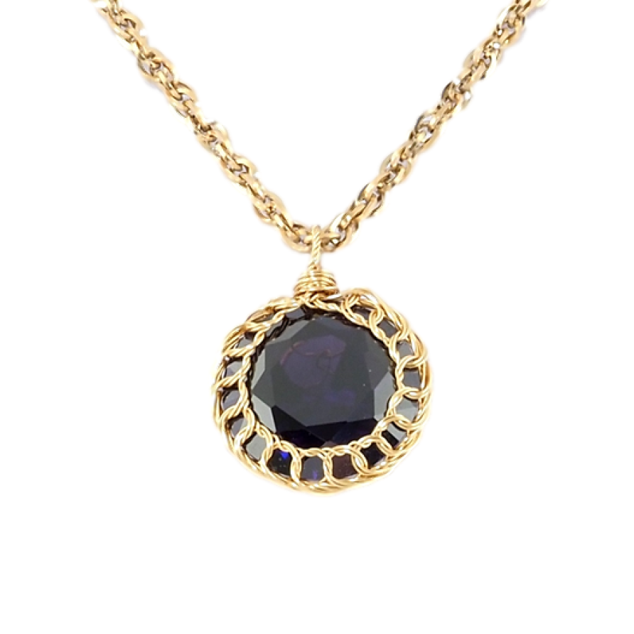 Подвеска на цепочке Xuping Позолота 18K Сиреневый кристалл в плетенной оправе, ø 20мм длина 51-56см х 3мм фото №1 Подвеска на цепочке Xuping Позолота 18K Сиреневый кристалл в плетенной оправе, ø 20мм длина 51-56см х 3мм фото №1