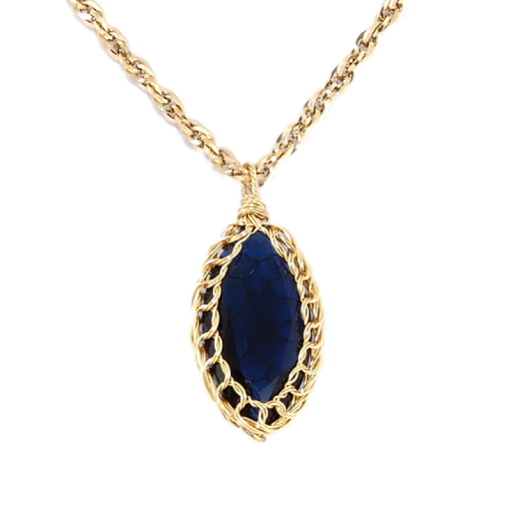 Подвеска на цепочке Xuping Позолота 18K Синий кристалл в плетенной оправе длина 50-55см х 3мм фото №21