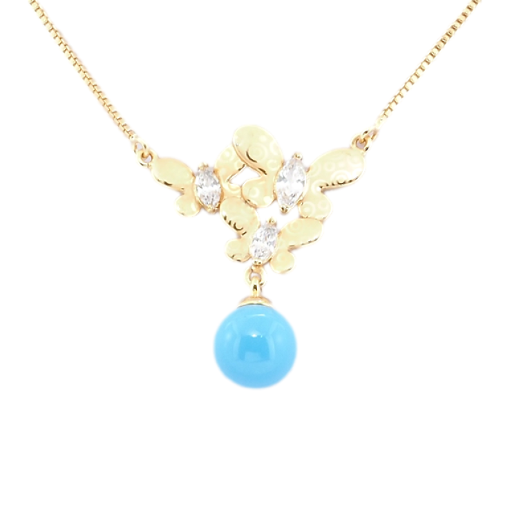 Подвеска на цепочке Xuping Позолота 18K Бабочки с голубой бусиной длина 43-47см х 1мм фото №3