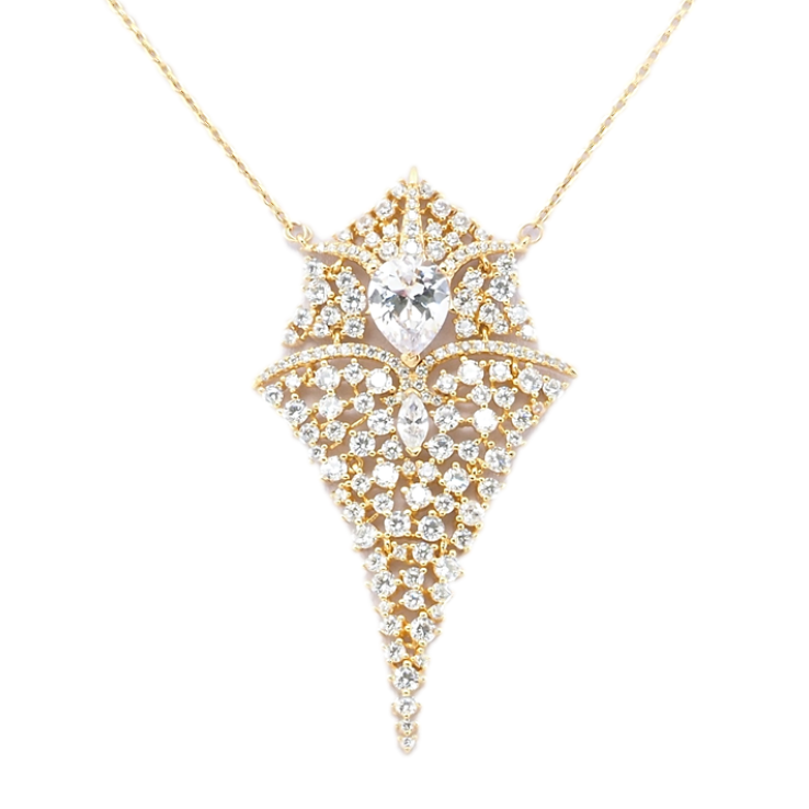 Кулон на цепочке Xuping Позолота 18K Роскошная подвеска с цирконием длина 42-45см х 1мм фото №9