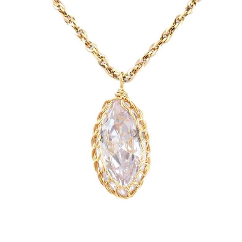 Підвіска на ланцюжку Xuping Позолота 18K Кристал у плетеній оправі довжина 50-55см х 3мм фото №1 Підвіска на ланцюжку Xuping Позолота 18K Кристал у плетеній оправі довжина 50-55см х 3мм фото №1