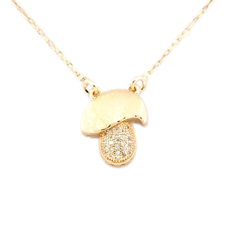 Подвеска на цепочке Xuping Позолота 18K Гриб с цирконием и узором напылением длина 43-46см х 1мм фото №1 Подвеска на цепочке Xuping Позолота 18K Гриб с цирконием и узором напылением длина 43-46см х 1мм фото №1