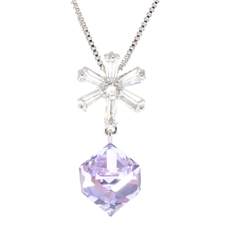 Кулон Xuping колір Родій з кр-ми Swarovski на ланцюжку Сніжинка з кристальним кубом Provence Lavender довжина фото №20 Кулон Xuping колір Родій з кр-ми Swarovski на ланцюжку Сніжинка з кристальним кубом Provence Lavender довжина фото №20