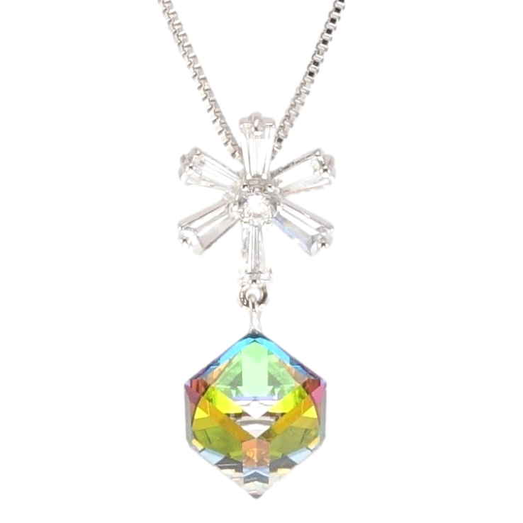 Кулон Xuping колір Родій з кр-ми Swarovski на ланцюжку Сніжинка з кристальним кубом Vitrail Medium довжина 39,5-45см фото №19 Кулон Xuping колір Родій з кр-ми Swarovski на ланцюжку Сніжинка з кристальним кубом Vitrail Medium довжина 39,5-45см фото №19