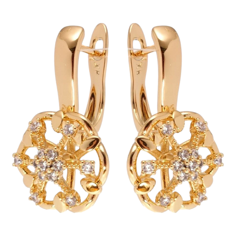 Сережки Xuping Позолота 18K англійський замок Сніжинка з кристалами фото №1