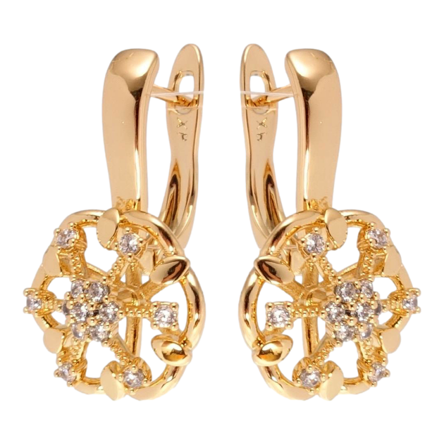 Серьги Xuping Позолота 18K английский замок Снежинка с кристаллами фото №1