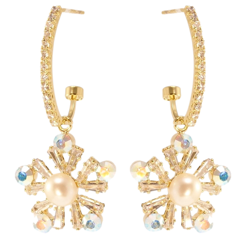 Сережки Xuping JEAN GOUJON Позолота 14K пусети Витончені сніжинки на дугах фото №1 Сережки Xuping JEAN GOUJON Позолота 14K пусети Витончені сніжинки на дугах фото №1