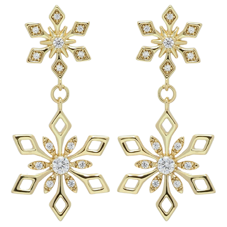 Сережки Xuping QQMM Позолота 14K пусети Підвіски сніжинки фото №1 Сережки Xuping QQMM Позолота 14K пусети Підвіски сніжинки фото №1