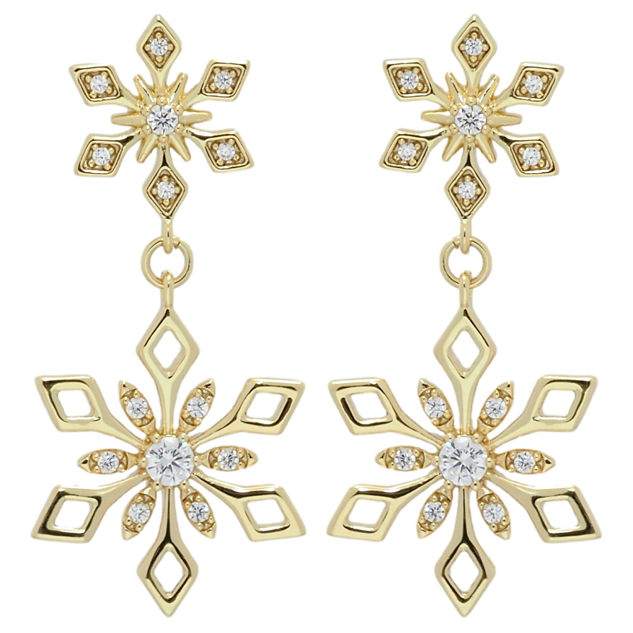 Сережки Xuping QQMM Позолота 14K пусети Підвіски сніжинки фото №1 Сережки Xuping QQMM Позолота 14K пусети Підвіски сніжинки фото №1