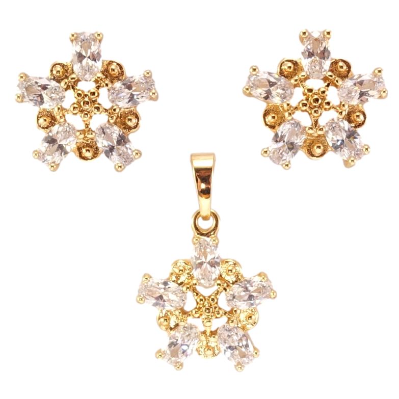 Набор Xuping Позолота 18K Серьги Кулон Кристальные снежинки фото №1