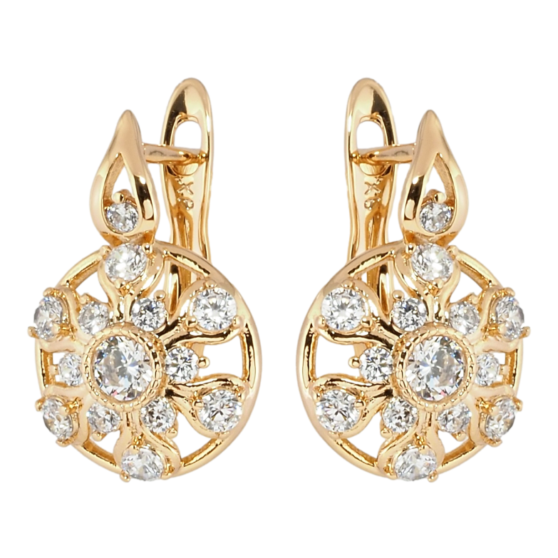 Сережки Xuping Позолота 18K англійський замок Сніжинки з цирконієм фото №1