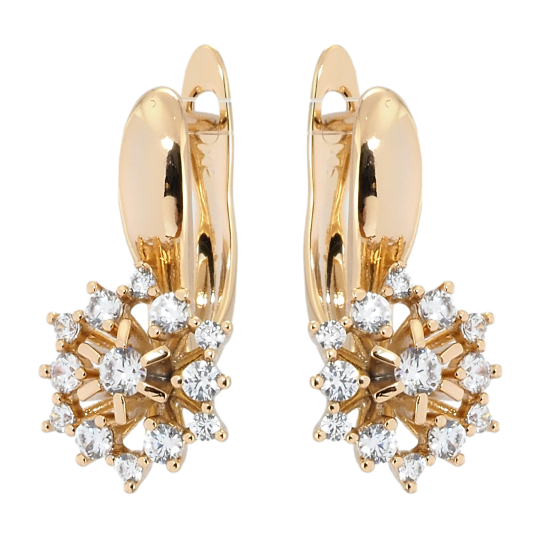 Серьги Xuping Позолота 18K английский замок Снежинки с цирконием фото №1