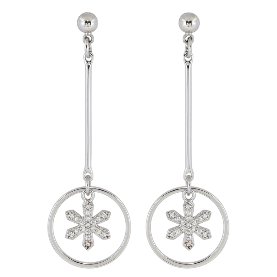 Серьги Xuping Родий пусеты Подвески с снежинками фото №1