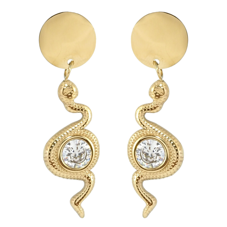 Серьги Xuping TTM Stainless Steel цвет 14K пусеты Змейки с цирконием фото №24