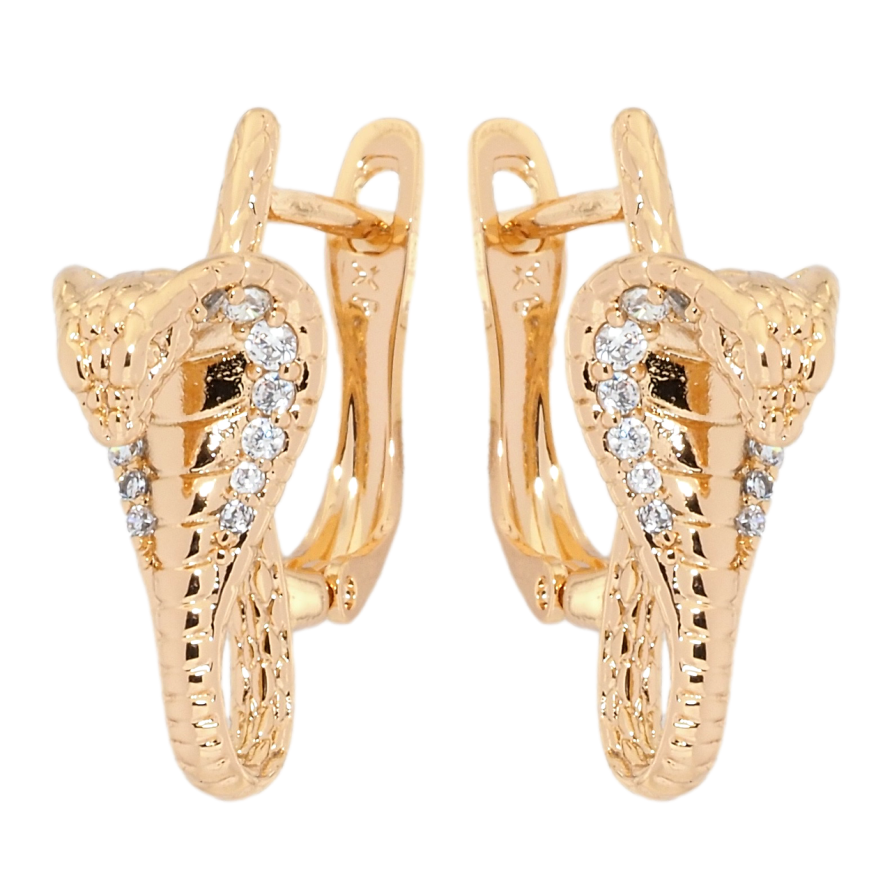 Сережки Xuping Позолота 18K англійський замок Кобра фото №1