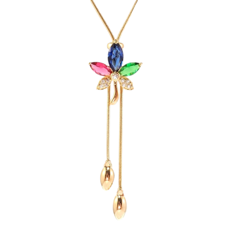 Бегунок на цепочке Xuping Позолота 18K Кленовый лист с инкрустацией и вставками яркие кристаллы дл.52-55см фото №15