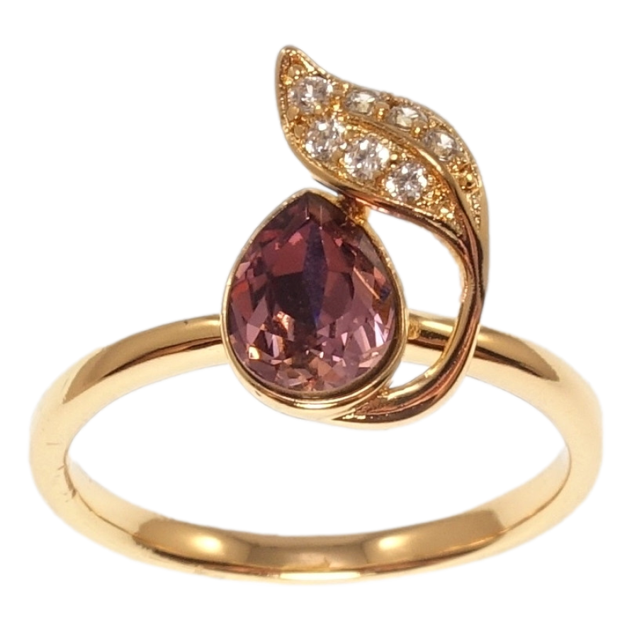 Каблучка Xuping колір 18K з кр-ми Swarovski Кристал Burgundy з листочком фото №1 Каблучка Xuping колір 18K з кр-ми Swarovski Кристал Burgundy з листочком фото №1