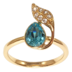 Кольцо Xuping цвет Позолота 18K с кр-ми Swarovski "Кристалл Light Turquoise с листиком" фото №2