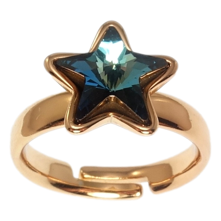 Кольцо Xuping цвет 18K с кр-ми Swarovski Кристальная звезда Metallic Blue фото №1