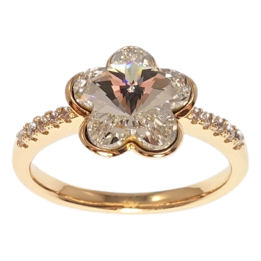 Кольцо Xuping цвет 18K с кр-ми Swarovski Кристальный цветочек Clear фото №1