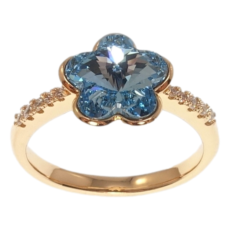 Кольцо Xuping цвет 18K с кр-ми Swarovski Кристальный цветочек Aquamarine фото №1 Кольцо Xuping цвет 18K с кр-ми Swarovski Кристальный цветочек Aquamarine фото №1