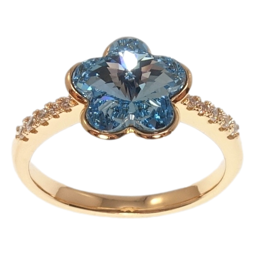 Кольцо Xuping цвет 18K с кр-ми Swarovski Кристальный цветочек Aquamarine фото №1 Кольцо Xuping цвет 18K с кр-ми Swarovski Кристальный цветочек Aquamarine фото №1