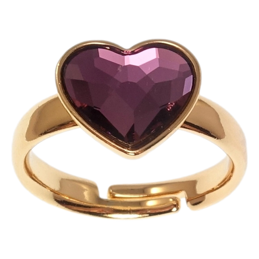 Кольцо Xuping цвет 18K с кр-ми Swarovski Кристальное сердце Amethyst фото №1