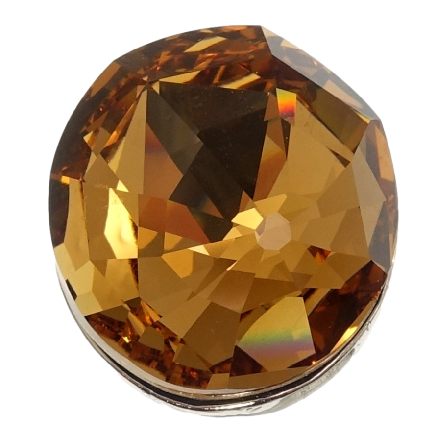 Кольцо Xuping цвет Родий с кристаллами Swarovski Крупный кристалл Smoked Topaz 20х23мм фото №1