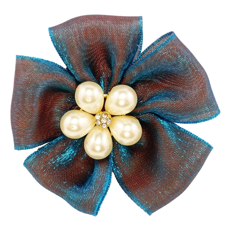 Резинка Цветок Хамелеон с Жемчужными Бусинами фото №1