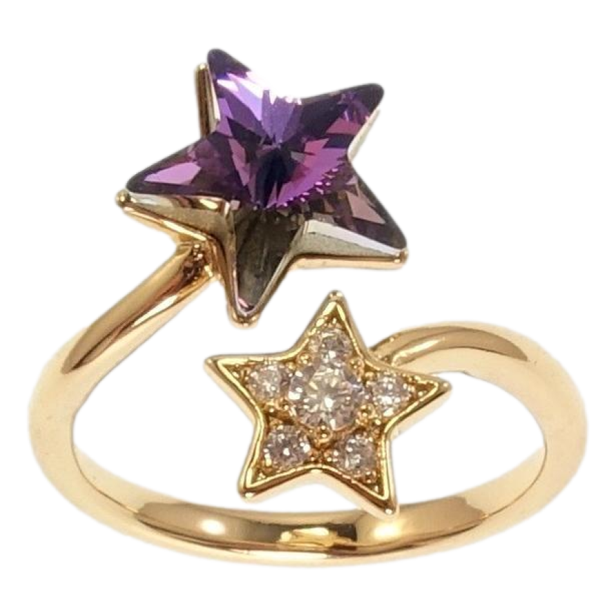 Кольцо Xuping цвет 18K с кр-ми Swarovski Две звезды с кристаллом Tanzanite фото №1