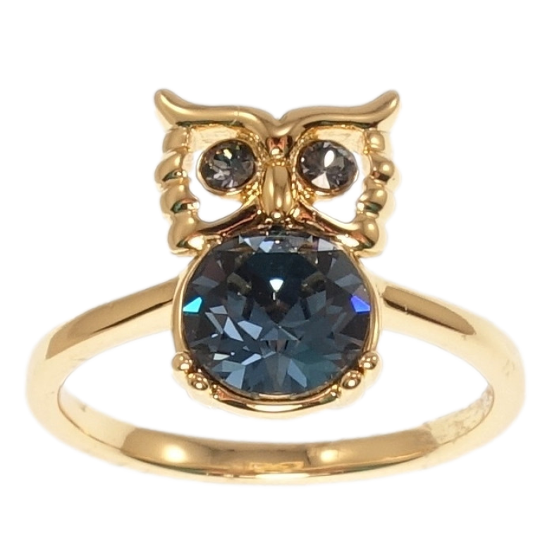 Кольцо Xuping цвет 18K с кр-ми Swarovski Сова с кристаллом Montana фото №1 Кольцо Xuping цвет 18K с кр-ми Swarovski Сова с кристаллом Montana фото №1