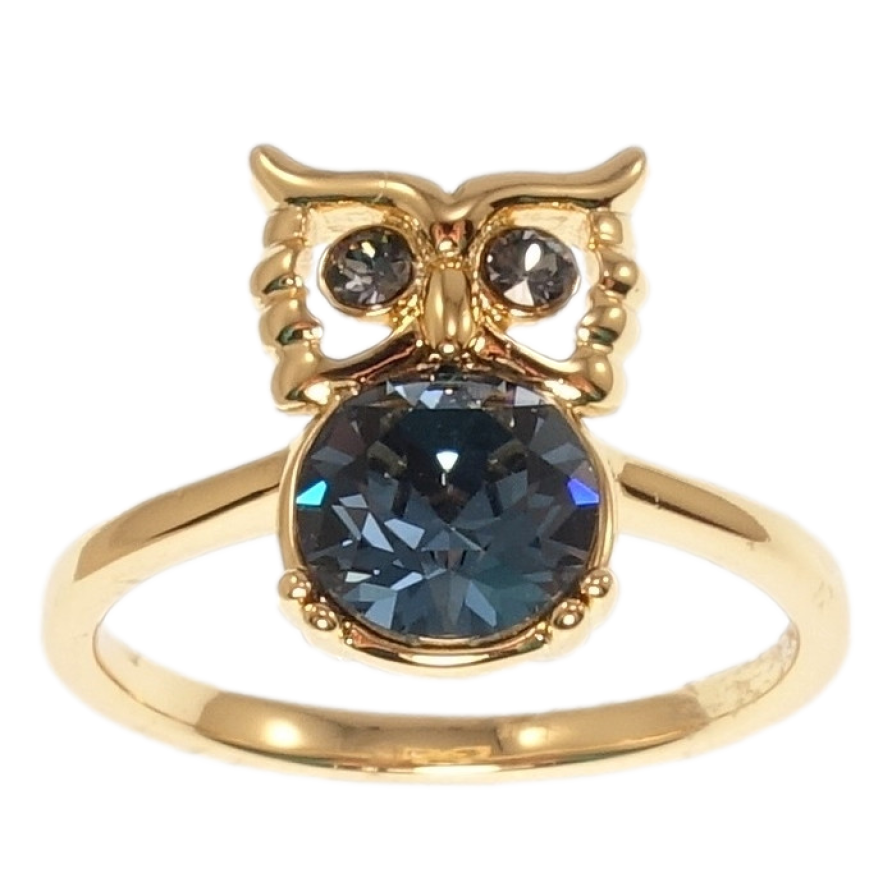 Каблучка Xuping колір 18K з кр-ми Swarovski Сова з кристалом Montana фото №1 Каблучка Xuping колір 18K з кр-ми Swarovski Сова з кристалом Montana фото №1