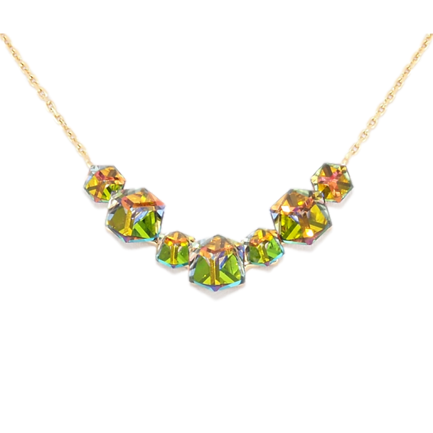 Кольє Xuping колір 18K з кр-ми Swarovski Кристальні кубики Vitrail Medium довжина 40-44см х 1мм фото №1 Кольє Xuping колір 18K з кр-ми Swarovski Кристальні кубики Vitrail Medium довжина 40-44см х 1мм фото №1