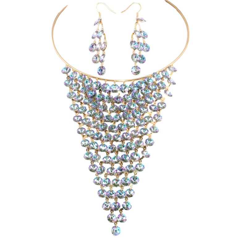 Набір Кольє Сережки Xuping колір 18K з кр-ми Swarovski Розкіш кр-лів Paradise Shine ø 12см + 5,5см фото №1