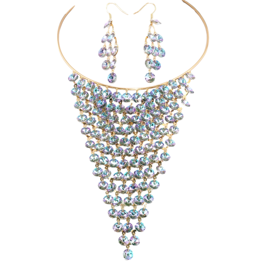 Набір Кольє Сережки Xuping колір 18K з кр-ми Swarovski Розкіш кр-лів Paradise Shine ø 12см + 5,5см фото №1