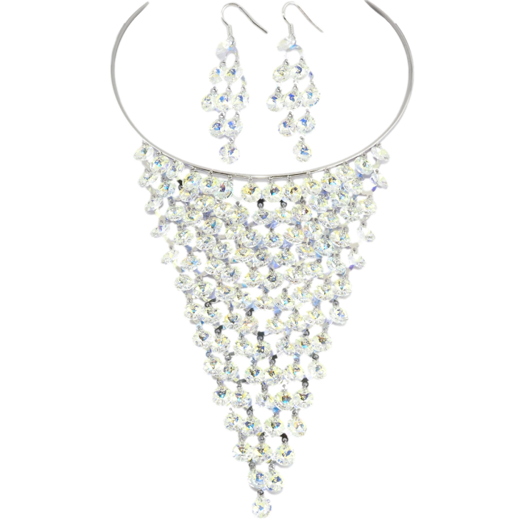 Набір Кольє Сережки Xuping колір Родій з кр-ми Swarovski Розкіш кр-лів Shimmer ø 12см + 4,5см дод. фото №14