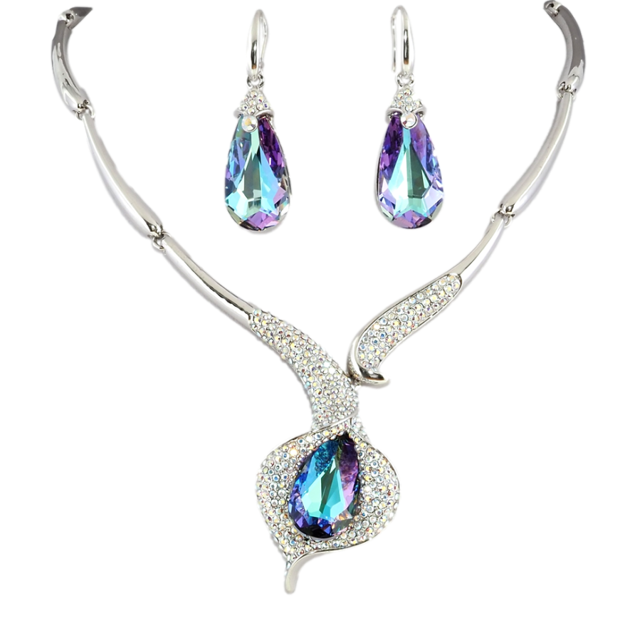 Набор Колье Серьги Xuping цвет Родий с кр-ми Swarovski Роскошная калла с кристаллом Paradise Shine дл. фото №1 Набор Колье Серьги Xuping цвет Родий с кр-ми Swarovski Роскошная калла с кристаллом Paradise Shine дл. фото №1