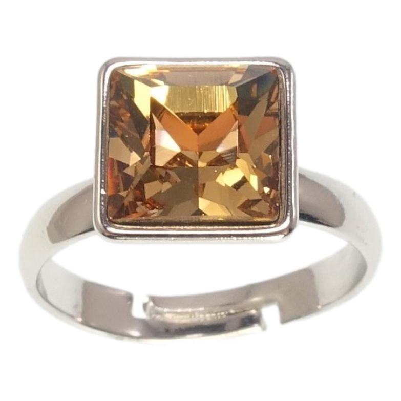 Кольцо Xuping цвет Родий с кр-ми Swarovski Кристалл Topaz 10х10мм фото №1 Кольцо Xuping цвет Родий с кр-ми Swarovski Кристалл Topaz 10х10мм фото №1